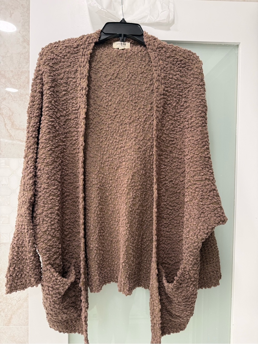 Umgee Plush Open-Front Chunky Cardigan - Brown